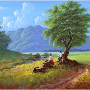 How to Paint Landscape in Acrylics with Couple under the Tree - In Depth Step by Step Tutorial